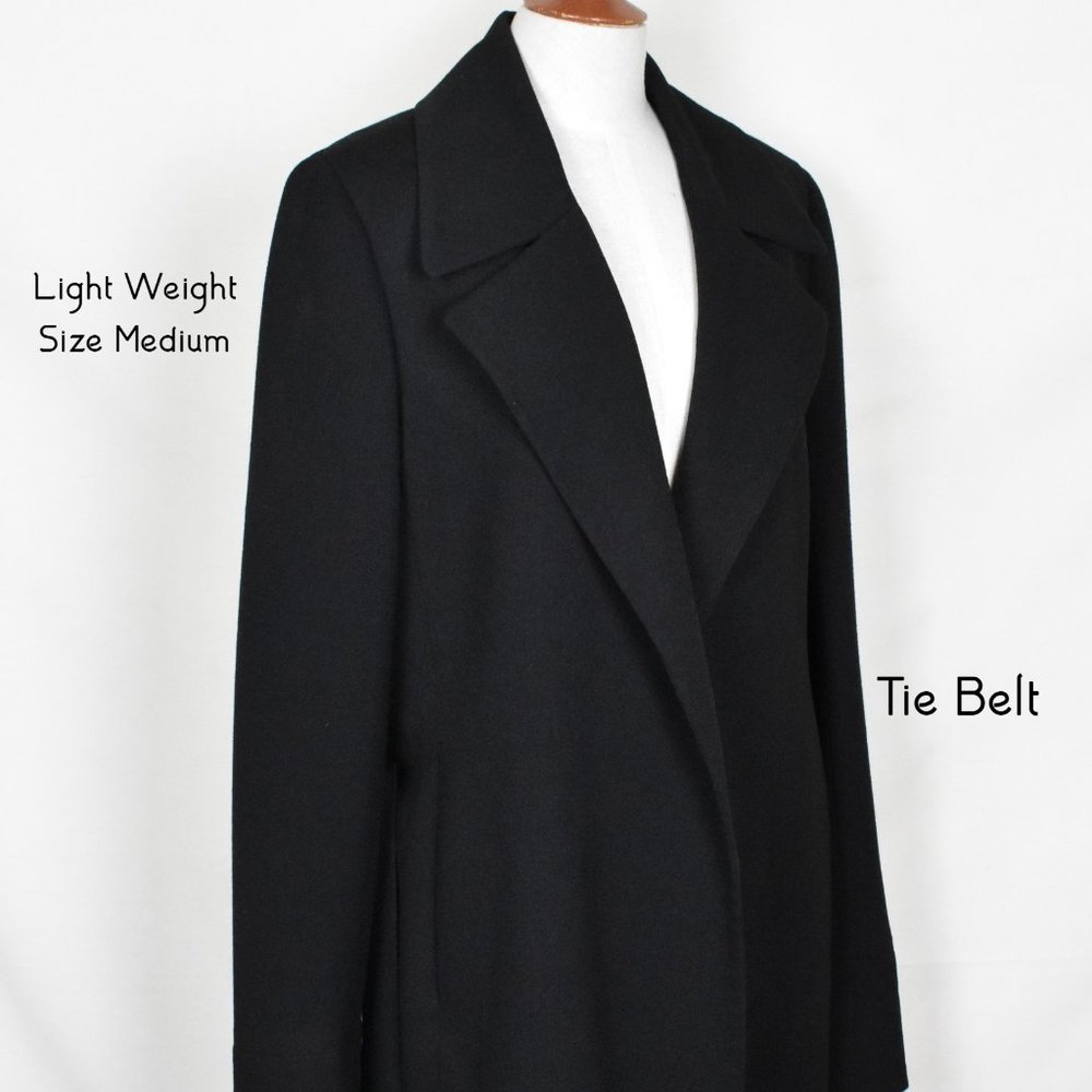 EMIL RUTENBERG Jacket Coat M Black Lined With Belt Long Sleeve